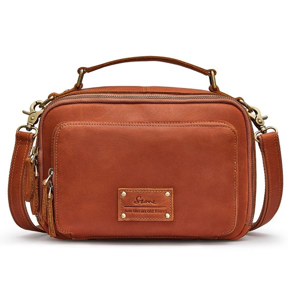 Genuine Leather Crossbody Purses Vintage Top Handle Handbags :') - Picture 1 of 7
